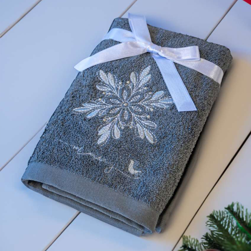 Šedý vánoční ručník SNOWFLAKE (OLXMAS04)