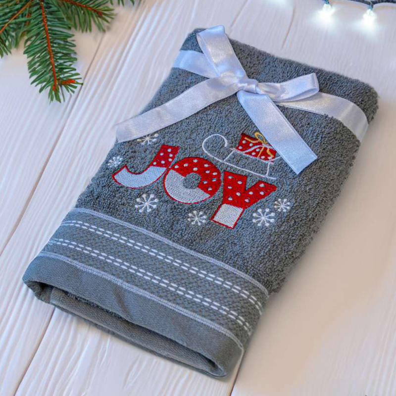 Šedý vánoční ručník JOY (OLXMAS08)