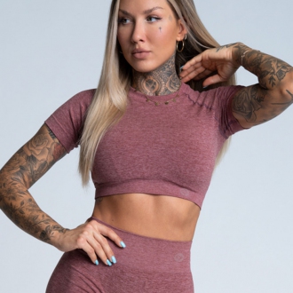 Gym Glamour - Crop Top s krátkým rukávem ROSE TAUPE (SS21-GGCSRT)