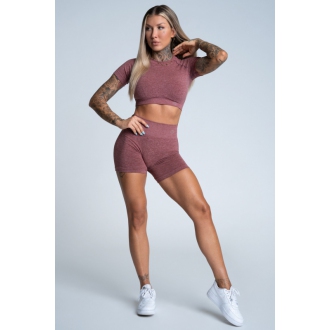 Gym Glamour - Crop Top s krátkým rukávem ROSE TAUPE (SS21-GGCSRT)