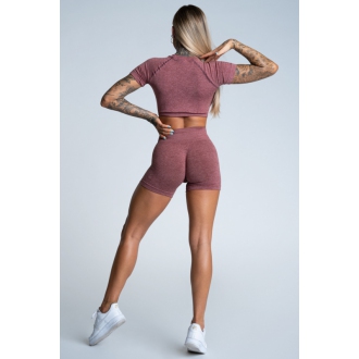 Gym Glamour - Crop Top s krátkým rukávem ROSE TAUPE (SS21-GGCSRT)