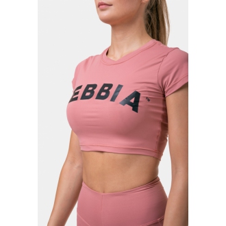 NEBBIA - Sportovní Crop Top s krátkým rukávem 584 (old rose)