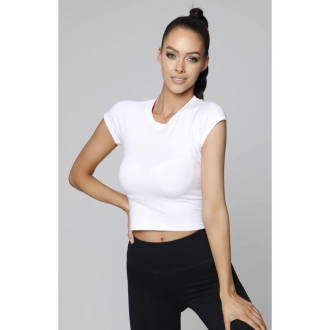 NDN - Bavlněný crop top na cvičení MONA X056 (bílá)