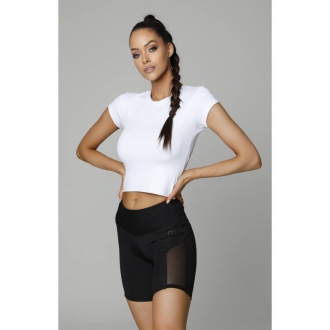 NDN - Bavlněný crop top na cvičení MONA X056 (bílá)