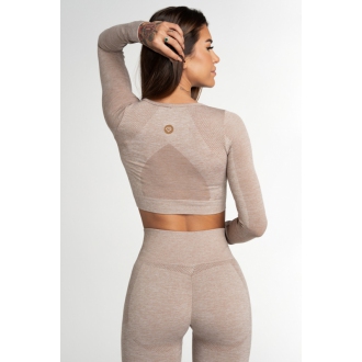 Gym Glamour - Crop top na cvičení FUSION BEIGE (SS21-GGCFBE/350)