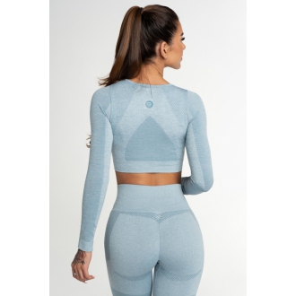 Gym Glamour - Sportovní crop top s dlouhým rukávem FUSION BLUE (SS21-GGCFBL/352)