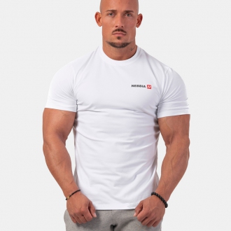 NEBBIA - Sportovní triko pánské Minimalist Logo 291 (white)