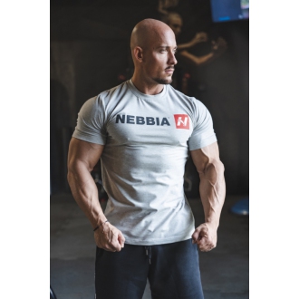 NEBBIA - Pánské fitness tričko Red "N" 292 (light grey)