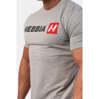 NEBBIA - Pánské fitness tričko Red "N" 292 (light grey)