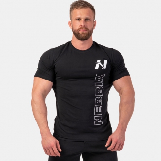 NEBBIA - Pánské tričko na cvičení Vertical Logo 293 (black)
