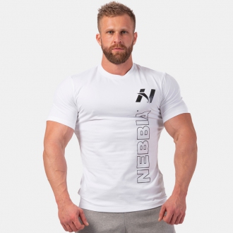 NEBBIA - Sportovní tričko pánské Vertical Logo 293 (white)