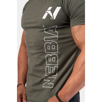 NEBBIA - Fitness tričko pánské Vertical Logo 293 (khaki)