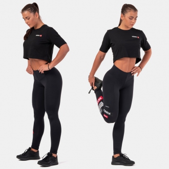 NEBBIA - Crop top na cvičení Minimalist Logo 600 (black)