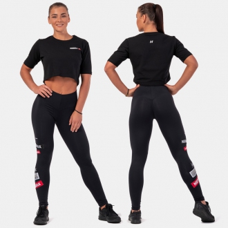 NEBBIA - Crop top na cvičení Minimalist Logo 600 (black)