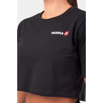NEBBIA - Crop top na cvičení Minimalist Logo 600 (black)