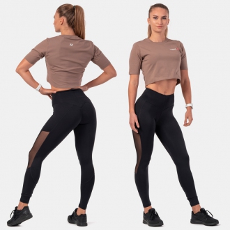 NEBBIA - Sportovní crop top Minimalist Logo 600 (brown)