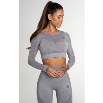 Gym Glamour - Crop top na cvičení FUSION LIGHT GREY (SS21-GGCFLG/347)