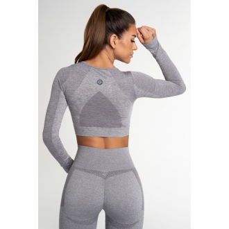 Gym Glamour - Crop top na cvičení FUSION LIGHT GREY (SS21-GGCFLG/347)