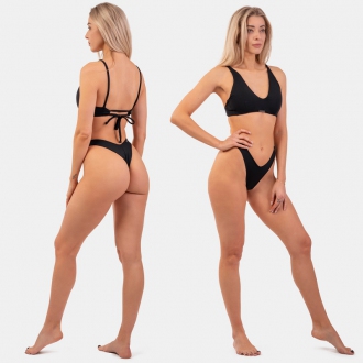 NEBBIA - V shape plavky s vysokým vykrojením 456 (black)