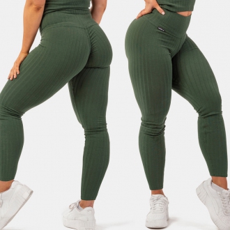 NEBBIA - Legíny high waist z organické bavlny 405 (dark green)