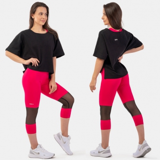 NEBBIA - Volné crop tričko z organické bavlny 417 (black)