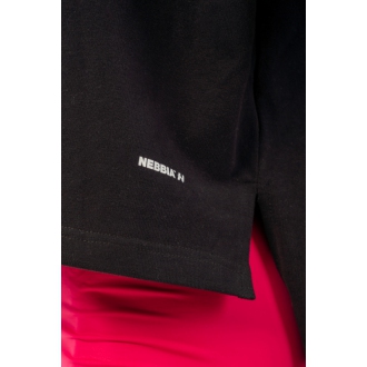 NEBBIA - Volné crop tričko z organické bavlny 417 (black)
