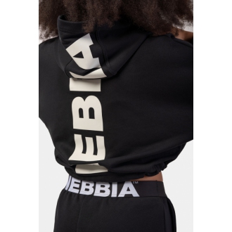 NEBBIA - Volná crop mikina s kapucí ICONIC 421 (black)