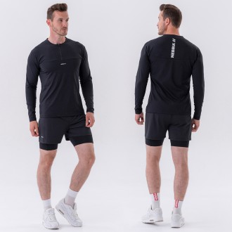 NEBBIA - Sportovní tričko s dlouhym rukávem pánské 329 (black)