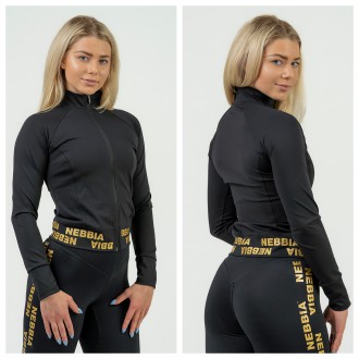 NEBBIA - Fitness mikina dámská 833 (black-gold)