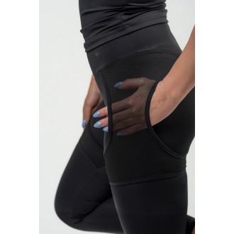 NEBBIA - Dámské fitness legíny se síťkou 838 (black)