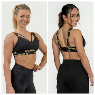 NEBBIA - Vyztužená sportovní podprsenka 844 (black-gold)