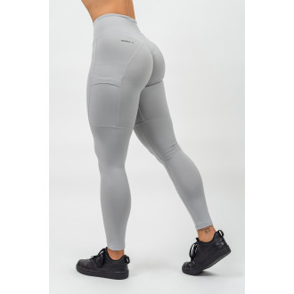 NEBBIA - Legíny s vysokým pasem LEG DAY GOALS 248 (light grey)