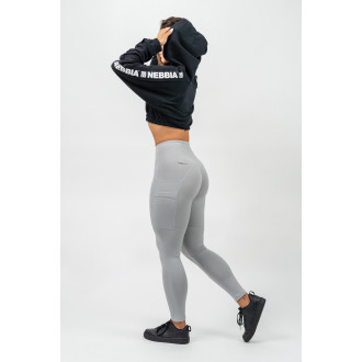 NEBBIA - Legíny s vysokým pasem LEG DAY GOALS 248 (light grey)