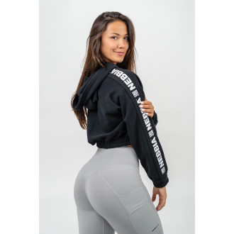 NEBBIA - Crop mikina s kapucí ICONIC 254 (black)