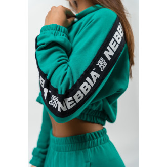 NEBBIA - Crop mikina s kapucí ICONIC 254 (green)