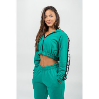 NEBBIA - Crop mikina s kapucí ICONIC 254 (green)