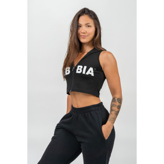 NEBBIA - Crop mikina bez rukávů MUSCLE MOMMY 258 (black)