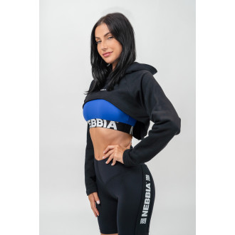 NEBBIA - Crop mikina s dlouhým rukávem a kapucí GYM TIME 259 (black)