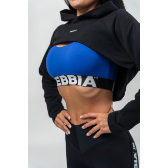 NEBBIA - Crop mikina s dlouhým rukávem a kapucí GYM TIME 259 (black)