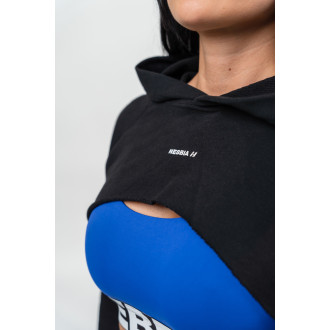 NEBBIA - Crop mikina s dlouhým rukávem a kapucí GYM TIME 259 (black)