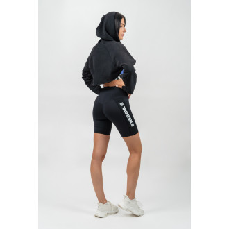 NEBBIA - Crop mikina s dlouhým rukávem a kapucí GYM TIME 259 (black)