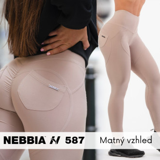 NEBBIA - Bubble Butt legíny s vysokým pasem Lifting Effect  587 (cream)