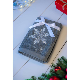 Šedý vánoční ručník SNOWFLAKE (OLXMAS04)