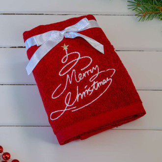 Červený vánoční ručník MERRY CHRISTMAS (OLXMAS09)