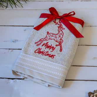 Hnědý vánoční ručník RAINDEER (OLXMAS10)