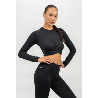 NEBBIA - Crop top s dlouhým rukávem ELEVATED 468 (black)