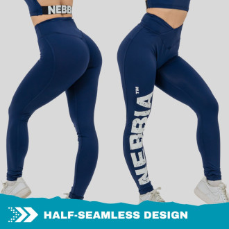 NEBBIA - Fitness legíny s vysokým pasem GLUTE CHECK 613 (dark blue)