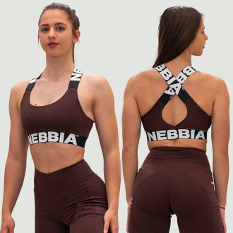 NEBBIA - Sportovní podprsenka se střední oporou ICONIC 230 (dark brown)