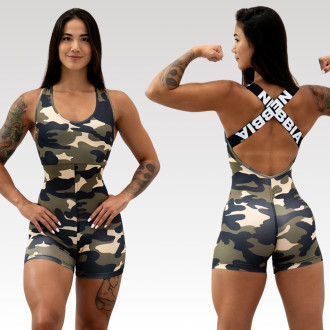 NEBBIA - Sportovní overal krátký GYM RAT 512 (camo green)