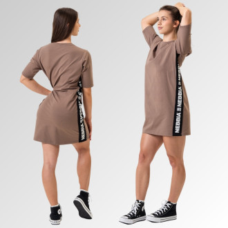 NEBBIA - Tričkové oversized šaty NEBBIA CLUB 594 (brown)